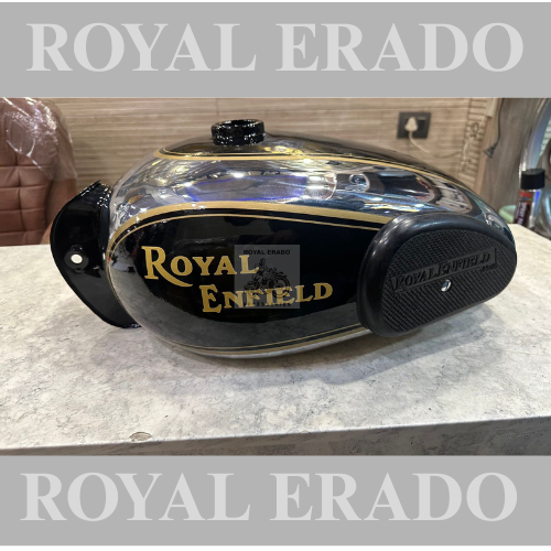 Royal Enfield vintage g2 1963 old model bullet 350 Standard Classic (BS3-BS4) Electra chrome black tank with rubber knee pad in 13 to 14 liters.