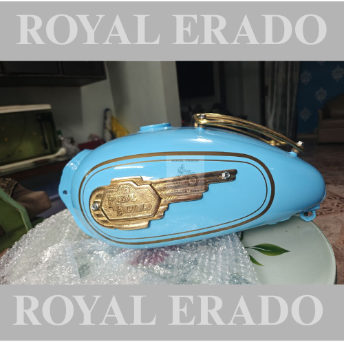 Royal enfield vintage g2 1962 old model bullet 350 standard electra classic tank blue with brass monogram and brass grill