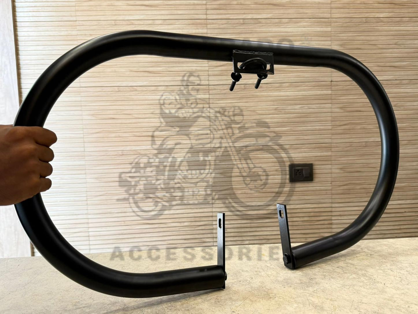 Royal Enfield Oval-shaped Black Crash Guard Leg Guard For Royal Enfield Classic, Electra, Standard Battalion, Reborn Classic, Vintage G2 1962 Old Model Bullet 350
