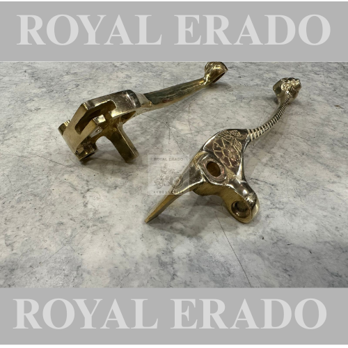 Royal enfield classic electra standard disc brake clutch and brake lever in brass engraved and lion face at end