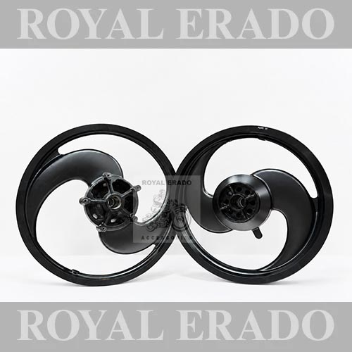 Pajero 2S Broad S 2 Spoke Full Black Alloy Wheel For Royal Enfield Reborn Classic Single Disc And New Standard Battalion After 2022 Model ( Front 19” Disc & Rear Drum 18” )