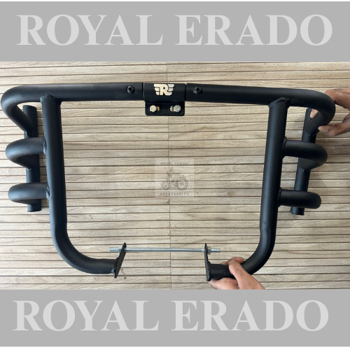 Royal enfield reborn classic battalion standard meteor 350 black airfly leg guard 3 peace with RE logo in black
