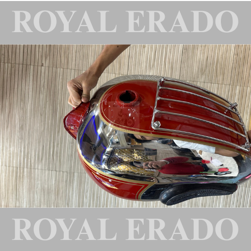 Royal enfield vintage g2 1962 old model bullet classic electra standard bs-3 ba-4 chrome and red tank with grill and knee pads