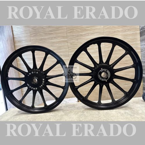 Royal enfield 13 spoke harley design alloy wheel for electra and standard abs full black powder coated on order not original company paint
