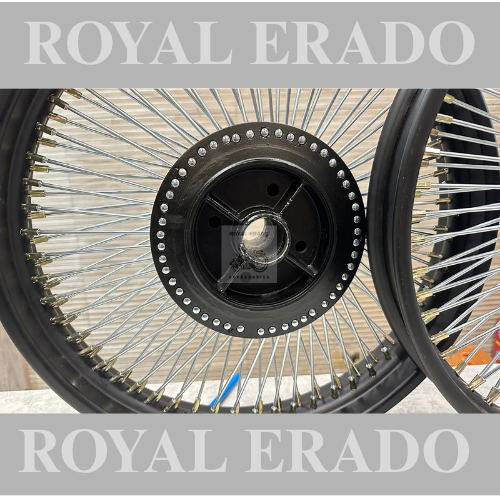 Royal Enfield Classic (BS3-BS3) Electra standard vintage g2 1962 old model bullet 350 100 spoke wheel rim in black and silver.