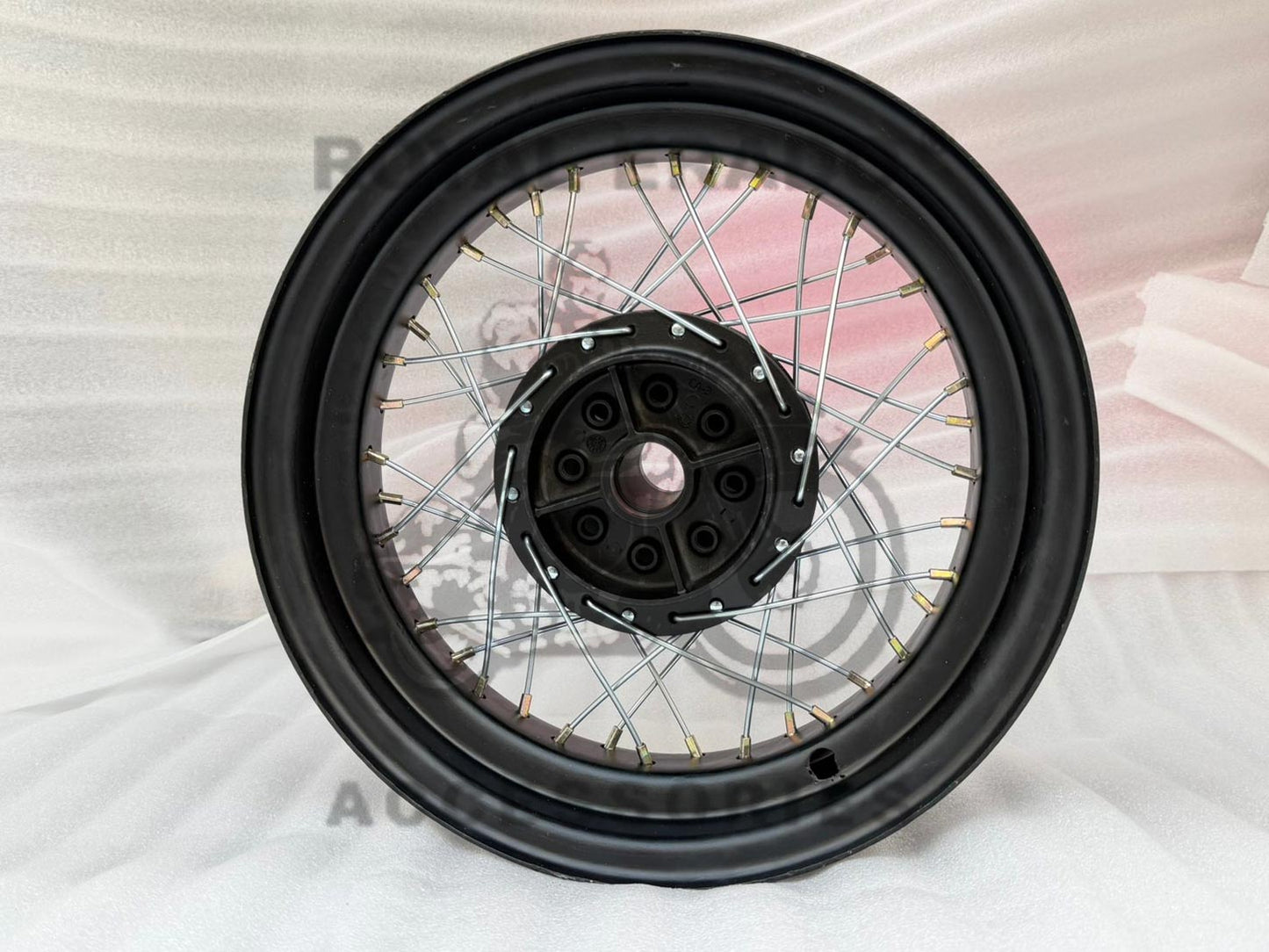 Rear 16" Black Wheel Rims 5" Wide In Mild Steel (Iron) For Broad Tyre And Balloon Bobber Tyres, For Royal Enfield Classic Electra Standard Reborn Classic Battalion Standard, Interceptor & Continental, Gt650