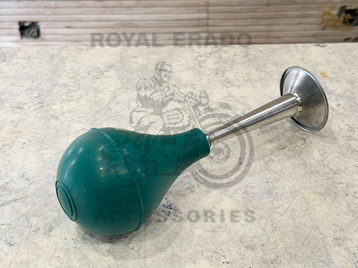 Vintage 1962 Old Model Bullet 350 G2-style Chrome Trumpet Bulb Horn (Bhopu Horn) For Royal Enfield Classic, Bullet, Electra & Standard