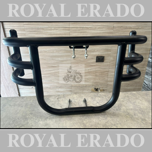 Air fly leg guard 1.5” headvy pipe in black for royal enfield reborn classic and new standard battalion , metero 350