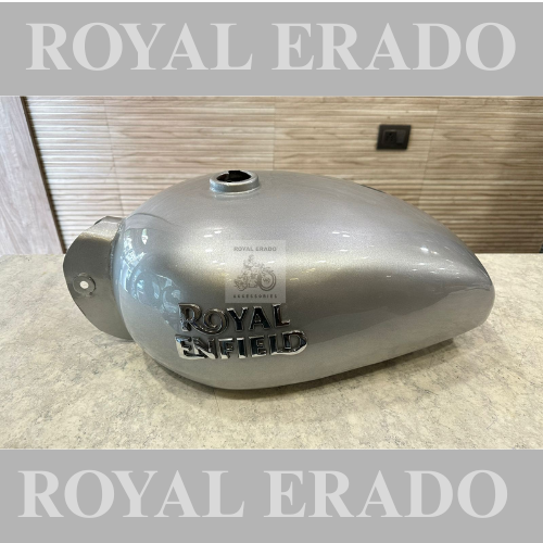 Royal enfield electra bs-3 tank in silver with new model sticker