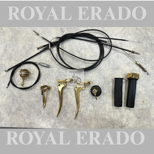 Royal enfield old model handle lever kit in brass with cables