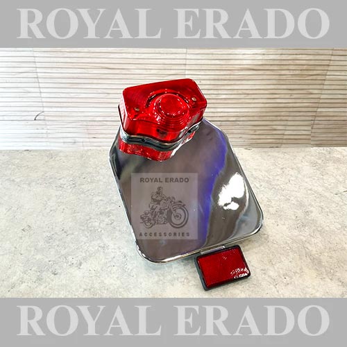 Chrome Number Plate Assembly With Tail Light For Royal Enfield New Battalion Standard, Reborn Classic, Vintage G2 1962 Old Model Bullet 350 Electra Classic Standard
