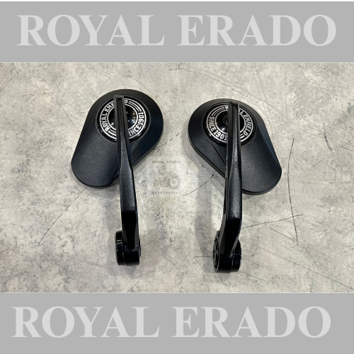 Oval bar end mirror black for Royal Enfield Reborn Classic Electra and Standard Battalion Meteor 350 Super Meteor 650 Interceptor , Gt Continental Hunter 350.