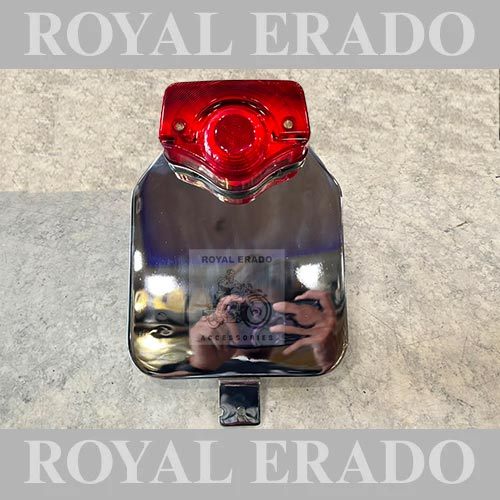 Chrome Number Plate Assembly With Tail Light For Royal Enfield New Battalion Standard, Reborn Classic, Vintage G2 1962 Old Model Bullet 350 Electra Classic Standard