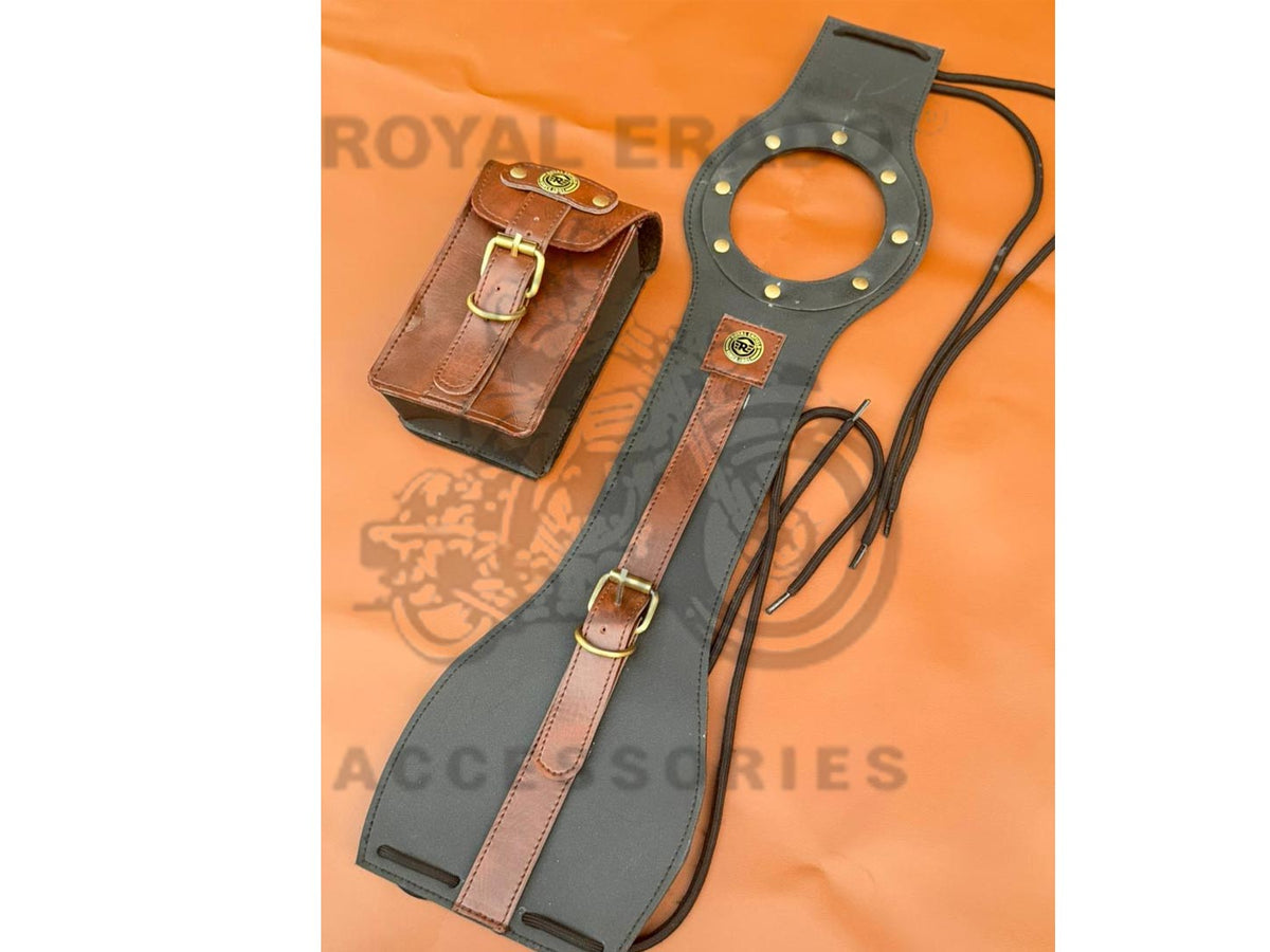 Tank Tidy Tank Cover Strap With Bag Pouch Compatible With Royal Enfield All Models: Classic Electra, Standard Gt 650, Meteor 350, Super Meteor 650, Reborn Classic, And Emered Battalion (Not-leather)