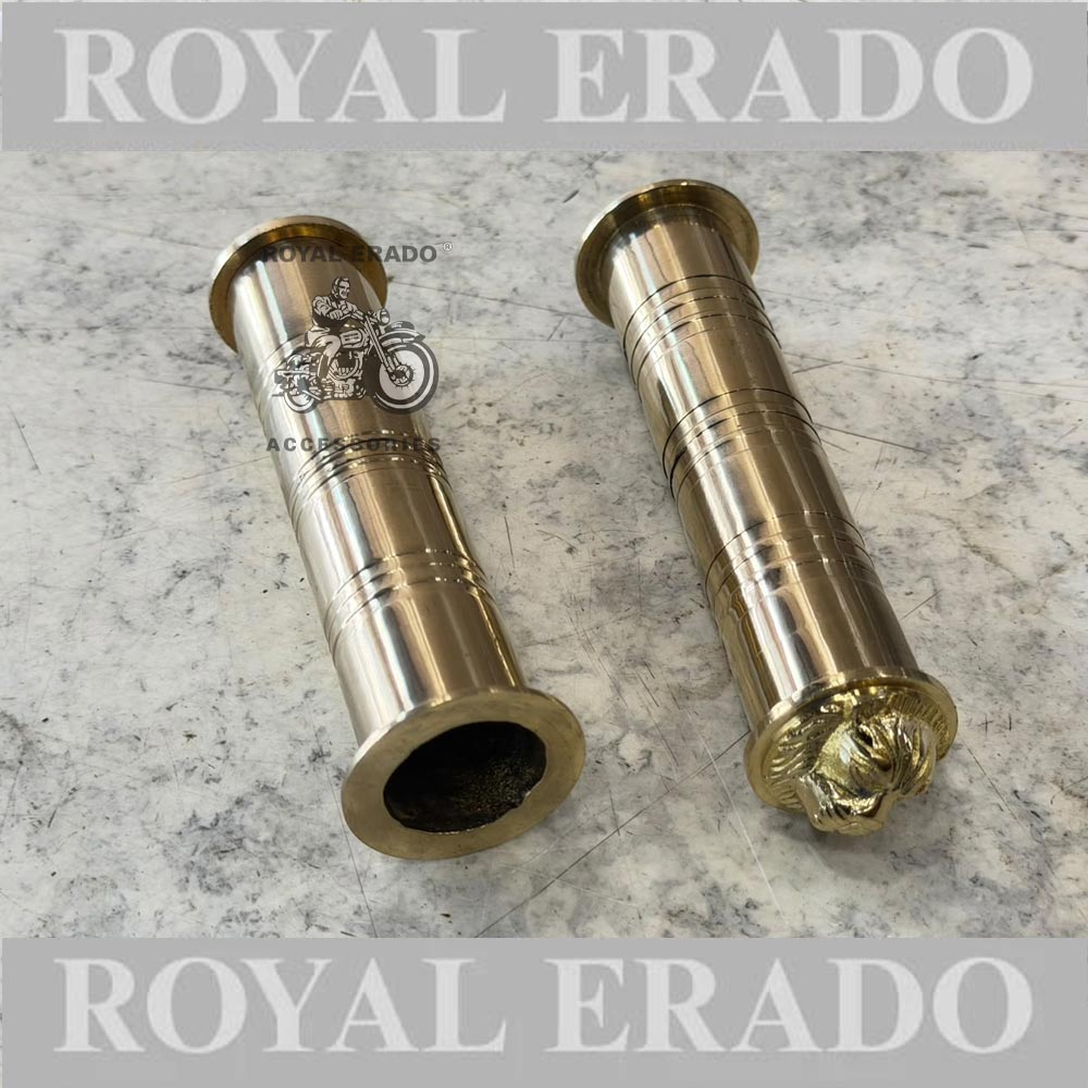 Royal Enfield Brass Grip With Lion Face For Classic Electra Standard Thunderbird Reborn Classic New Standard Meteor 350 Super Meteor 650 Hunter 350 Vintage G2 1962 Old