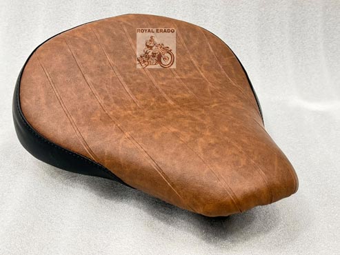 Royal Enfield Harley Bobber Style Solo (Black & Tan Colour ) Seat For Classic Electra Standard Vintage G2 1962 Old Model Bullet 350