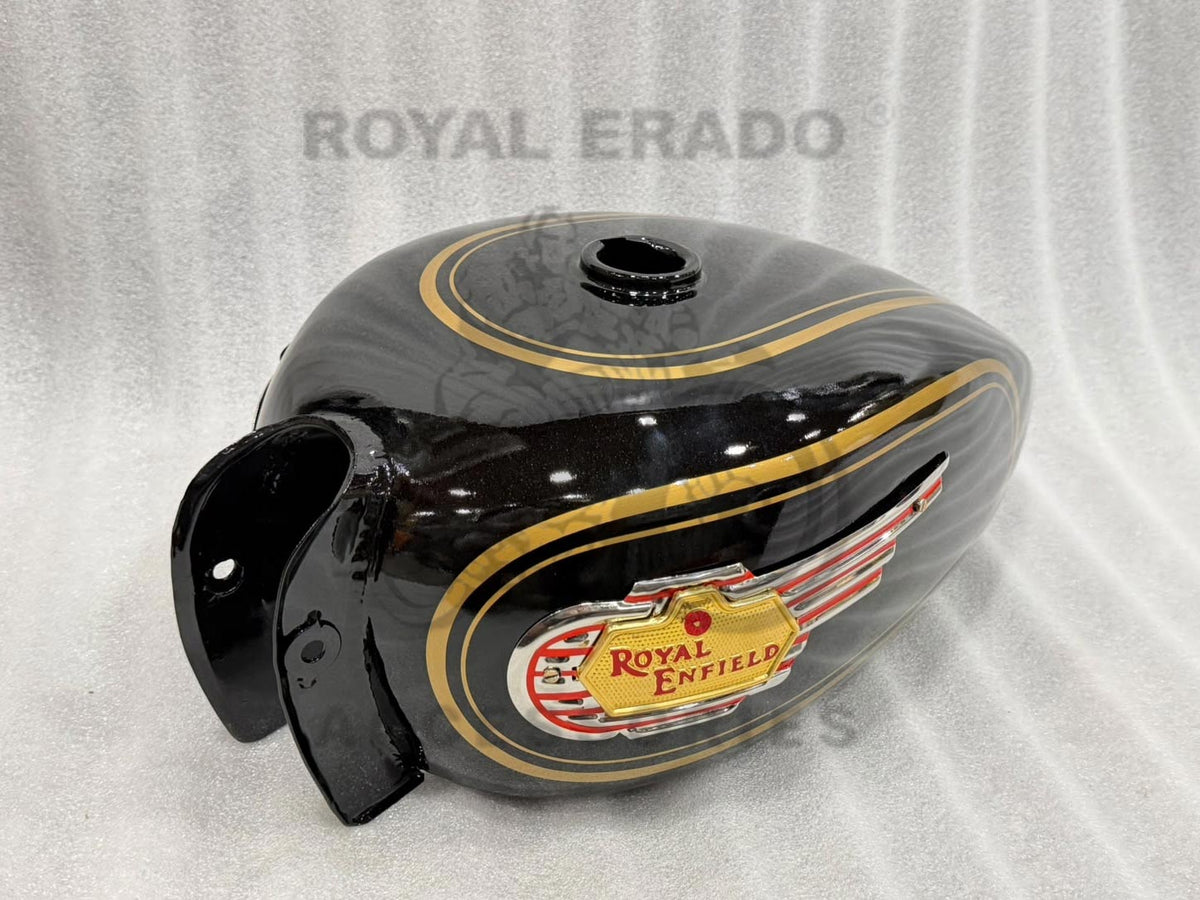 Vintage G2 1962 Old Model Bullet 350 Standard 350 Tank With Monogram, Golden Lining Pinstripe With Paint With Antirust Coating Inside For Classic Electra Standard Before 2014 Model