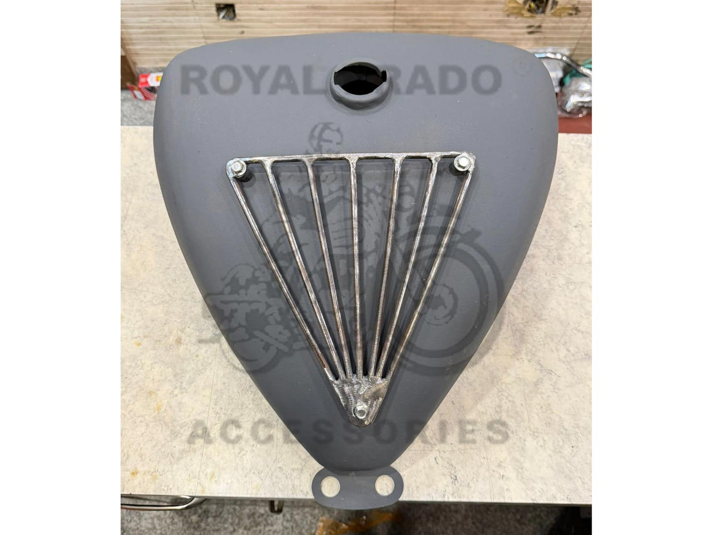 Harley Davidson Style Chopper, Bobber-style V-shaped Tank With Grill Without Paint For Royal Enfield Classic, Electra, Standard & Thunderbird
