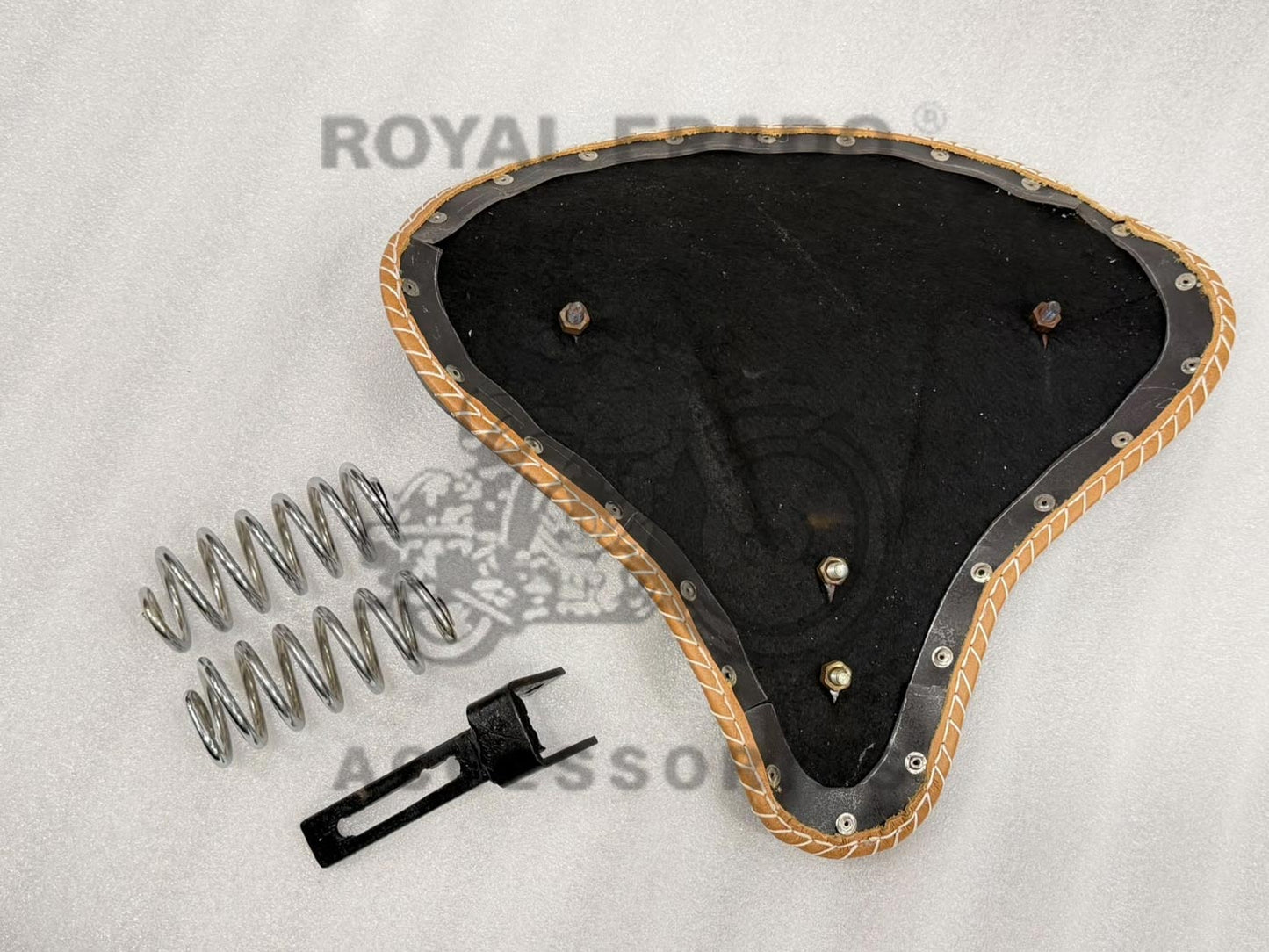 Royal Enfield Vintage G2 1962 Old Model Bullet 350 Kabir Singh Style Dark Burgundy Brown Leather Engraved Embossed Front Solo Seat (Arjun Ready Seat) For Classic Electra Standard Reborn Classic