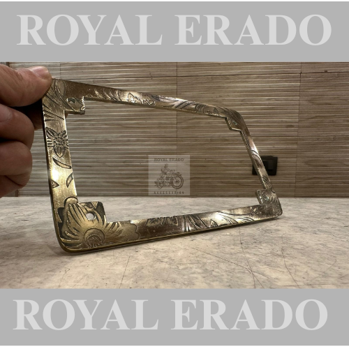 Royal enfield brass number plate frame antique engraved for Royal enfield classic electra standard battalion hunter meteor super meteor 650