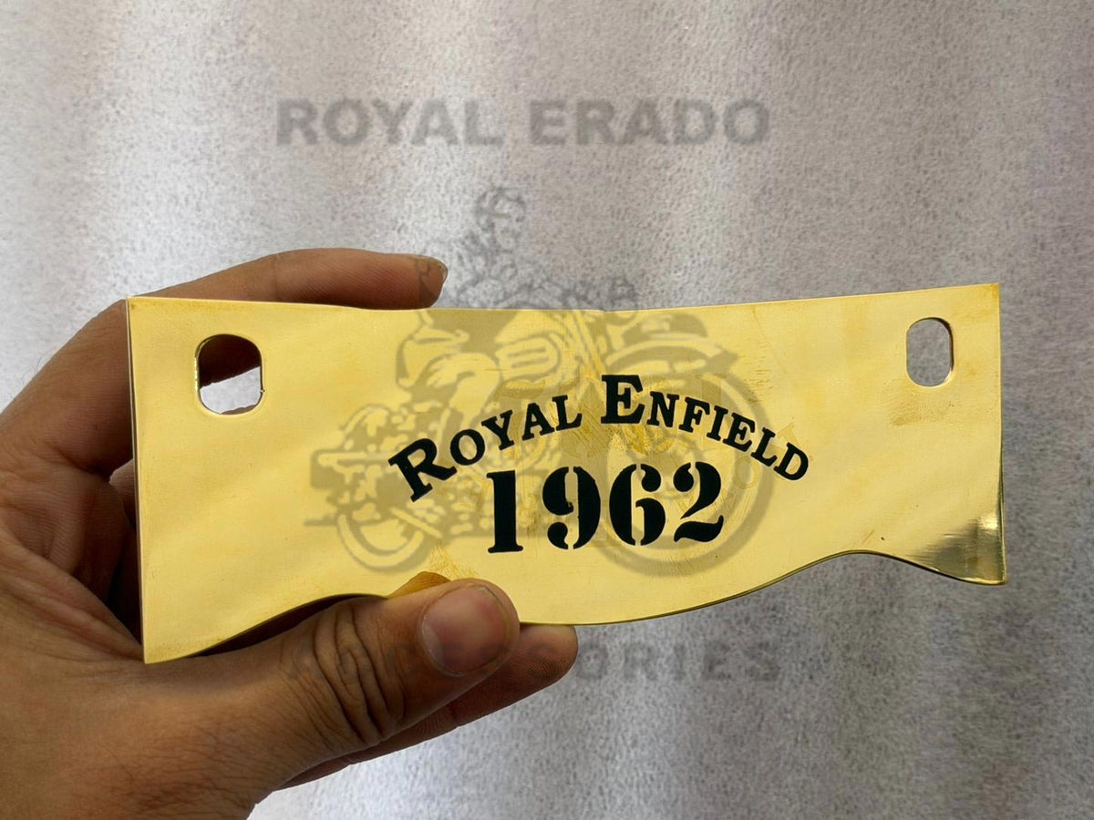 Vintage G2 1962 Old Model Standard Bullet 350 Royal Enfield 1962 Written Brass Crown Plate Number Plate