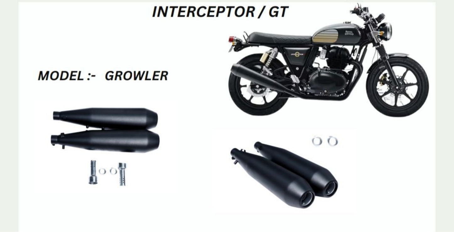 Growler Performance exhaust Stainless steel silencer with DB killer D.B killer in Black for Interceptor /GT