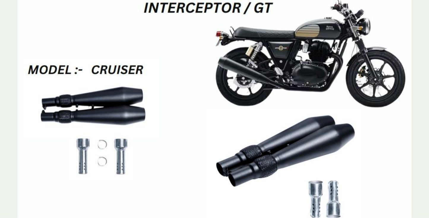 Cruiser Performance exhaust Stainless steel silencer with DB killer D.B killer in Black for Interceptor /GT