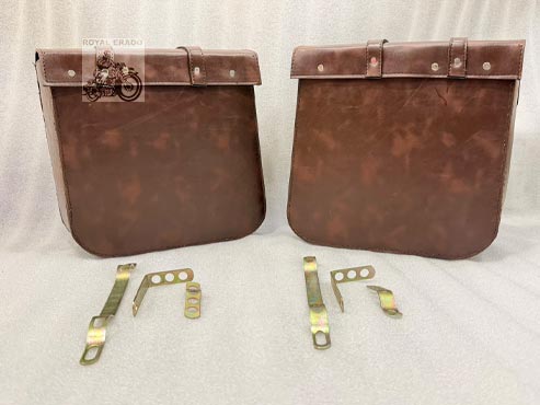 Harley-style Brown Saddle Bag For Royal Enfield Classic Electra Standard, Meteor 350, Hunter 350, Reborn Classic Battalion Standard, Thundrbird , Vintage G2 1962 Bullet 350
