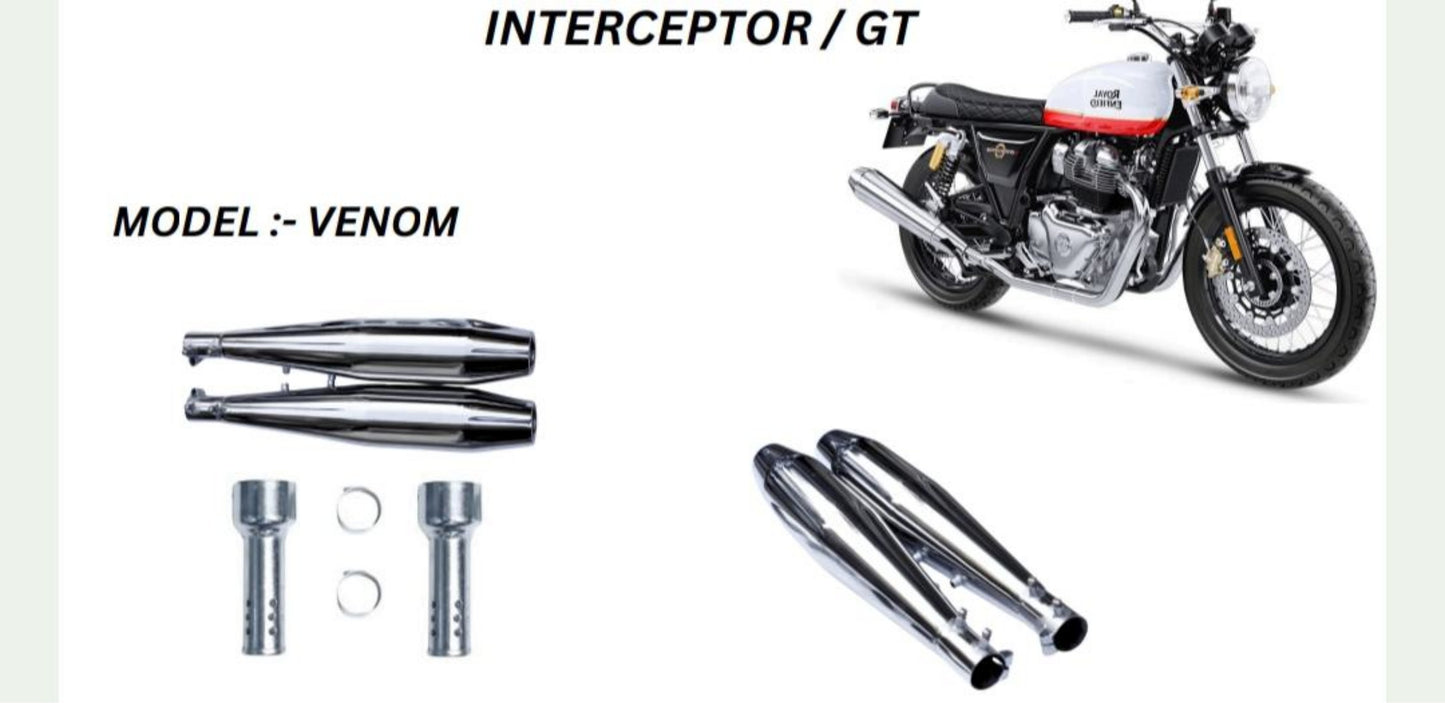 Venom Performance exhaust Stainless steel silencer with DB killer D.B killer in chrome for Interceptor /GT