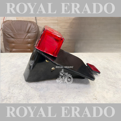 Rear number plate black with square box tail light lumax for new standard Battalion, Reborn Classic, vintage G2 1962 old model Bullet 350, Standard Electra Classic.