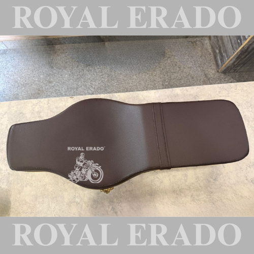 Brass seat in brown colour with golden beading & brass lion and rifle AK-47 logo for new Reborn Classic & Battalion New Standard Vintage G2 1962 old model bullet 350 Classic Electra Standard.