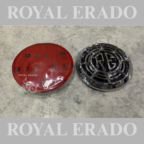 Royal Enfield Goan classic tank logo emblem monogram in chrome silver with Double-Sided tape for Classic Electra Standard Reborn Classic New Battalion Standard Hunter 350 meteor 350 Super Meteor 350 Thunderbird Shortgun 650.