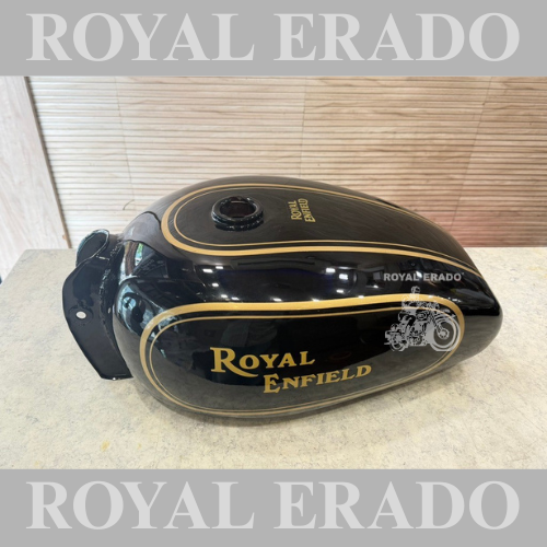 Royal Enfield Vintage style G2 1962 old model bullet 350 Classic Electra Standard Tank in Black with Golden lining before 2012 model.