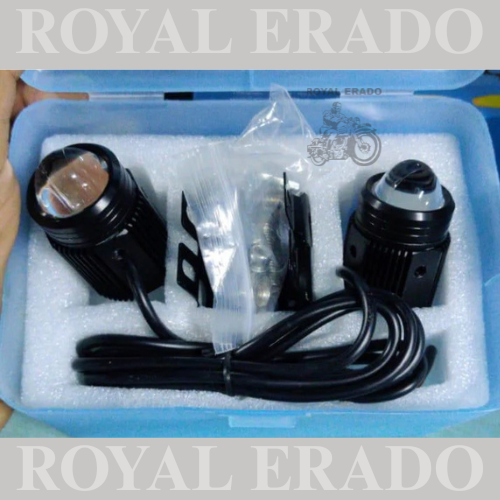 PAIR OF HJG UNIVERSAL MINI DRIVE FOG light WITH YELLOW WHITE BOTH for royal enfield classic , electra , standard , JAWA , THAR , ETC