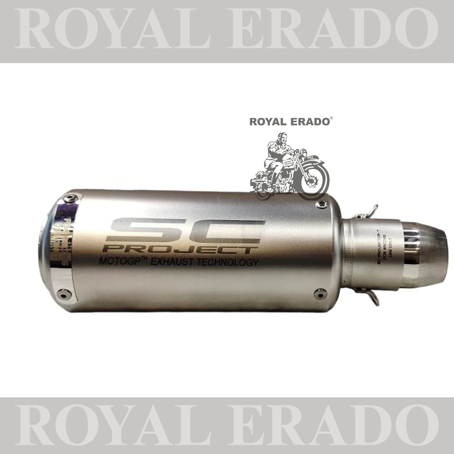 ROYAL ERADO Universal Bike Exhaust SC Project Straight MATT STEEL FINISH For -Universal Modified Fitment Will Fit On Most All Bike(Cylinder Silence)