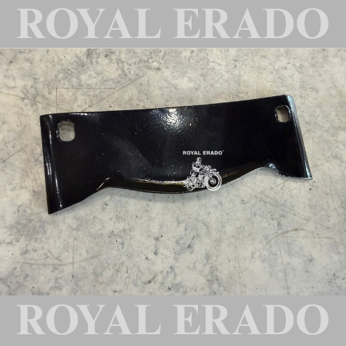 Royal Enfield black crown plate fitted instead of the front number plate for vintage G2 1962 old model Bullet 350 Electra Standard Classic.