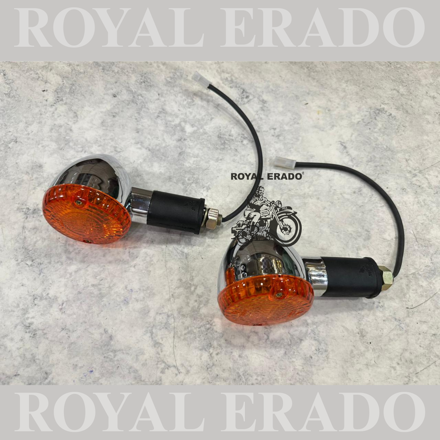 Royal Enfield chrome indicator 2 peace's with orange glass for Classic Electra and Standard and vintage g2 1962 old model bullet 350