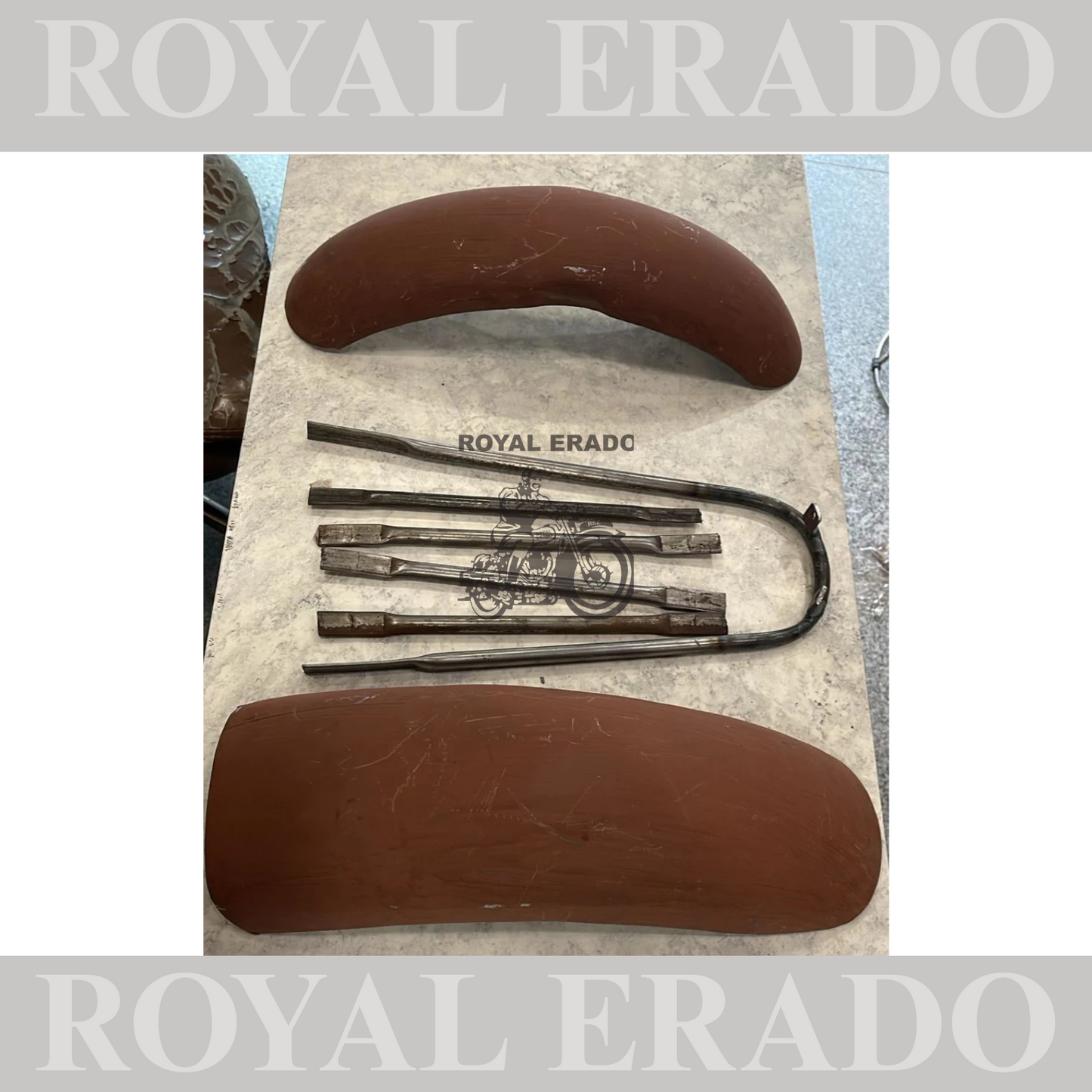 Custom chopper bobber style small mudguard with stays raw for royal enfield classic , electra , standard