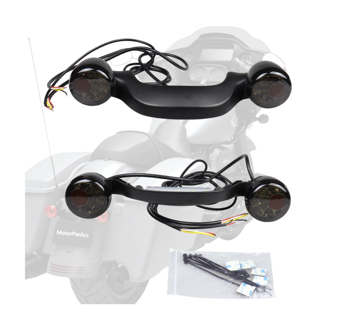Harley Davidson 883 Road king street glide fat boy street 750 Indicators black with tail light inbuilt in metal heavy universal fit to super meteor 650 meteor 350 classic 650
