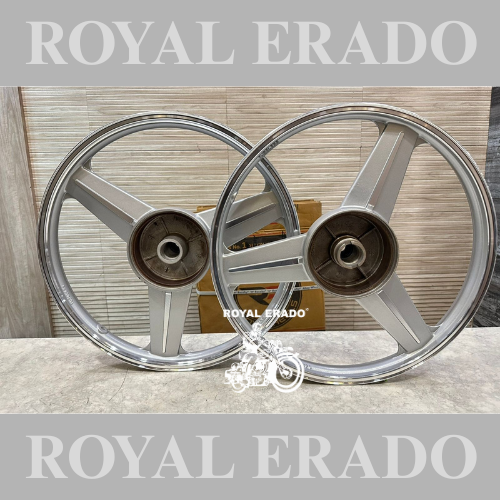 KINGWAY RACEBY Mercedes Diamond silver Alloy Wheel Set BIG drum brake | For Splendor I3S N SPLENDOR PLUS N SPLENDOR PRO / hf deluxe / passion / passion pro / super splendor / hero Honda new model splendor ( front 18” drum and rear 18” big drum )