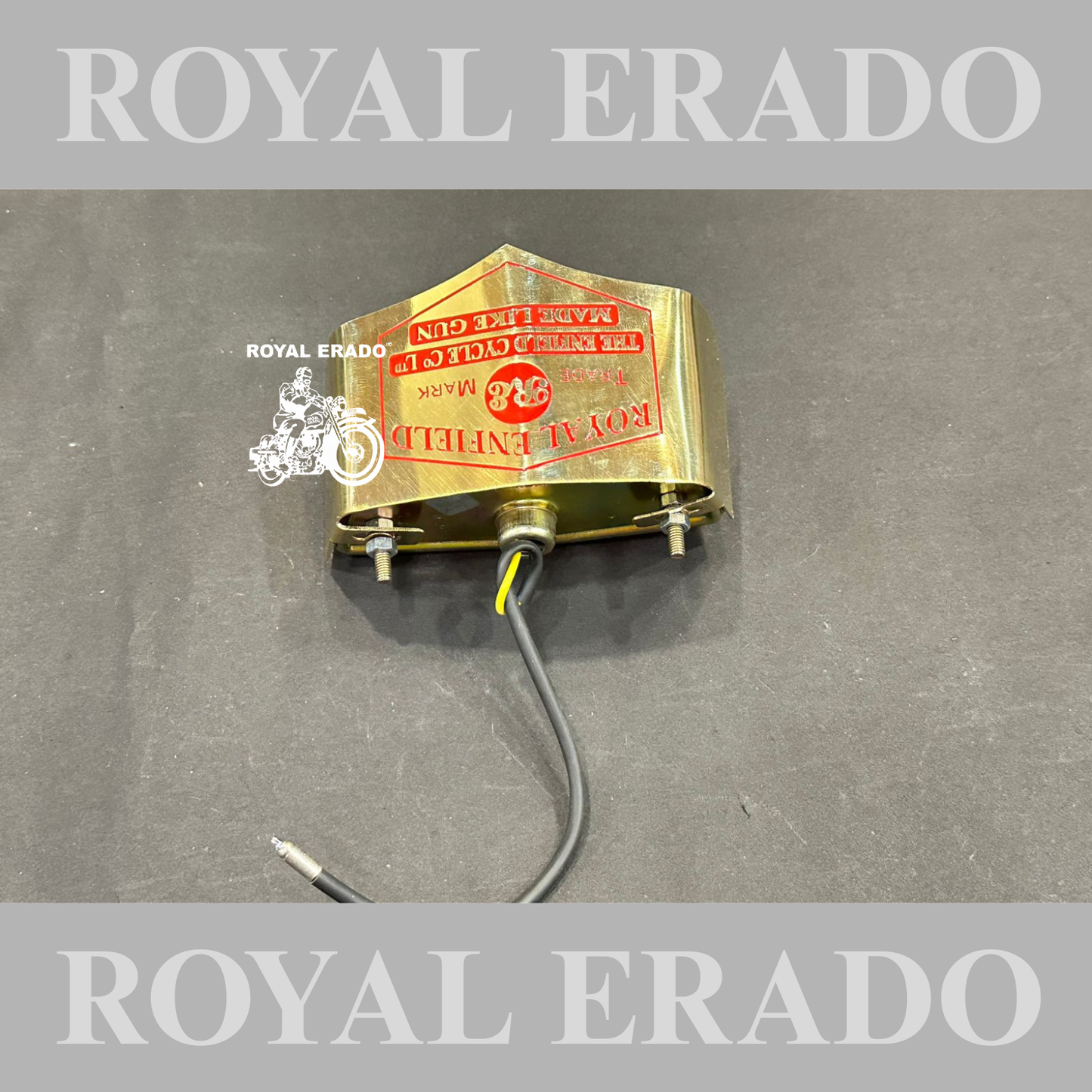 Royal Enfield Vintage British style made in England made like a gun logo Vintage 1962 old g2 model tail light with shade in brass engraved