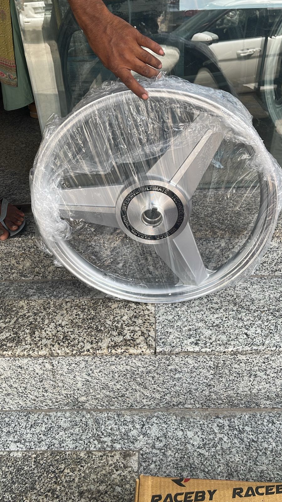 Pajero Diamond Mercedes silver Alloy Wheel for STANDARD ABS Royal-Enfield Bullet X 350CC, Electra, Thunderbird 2010 model