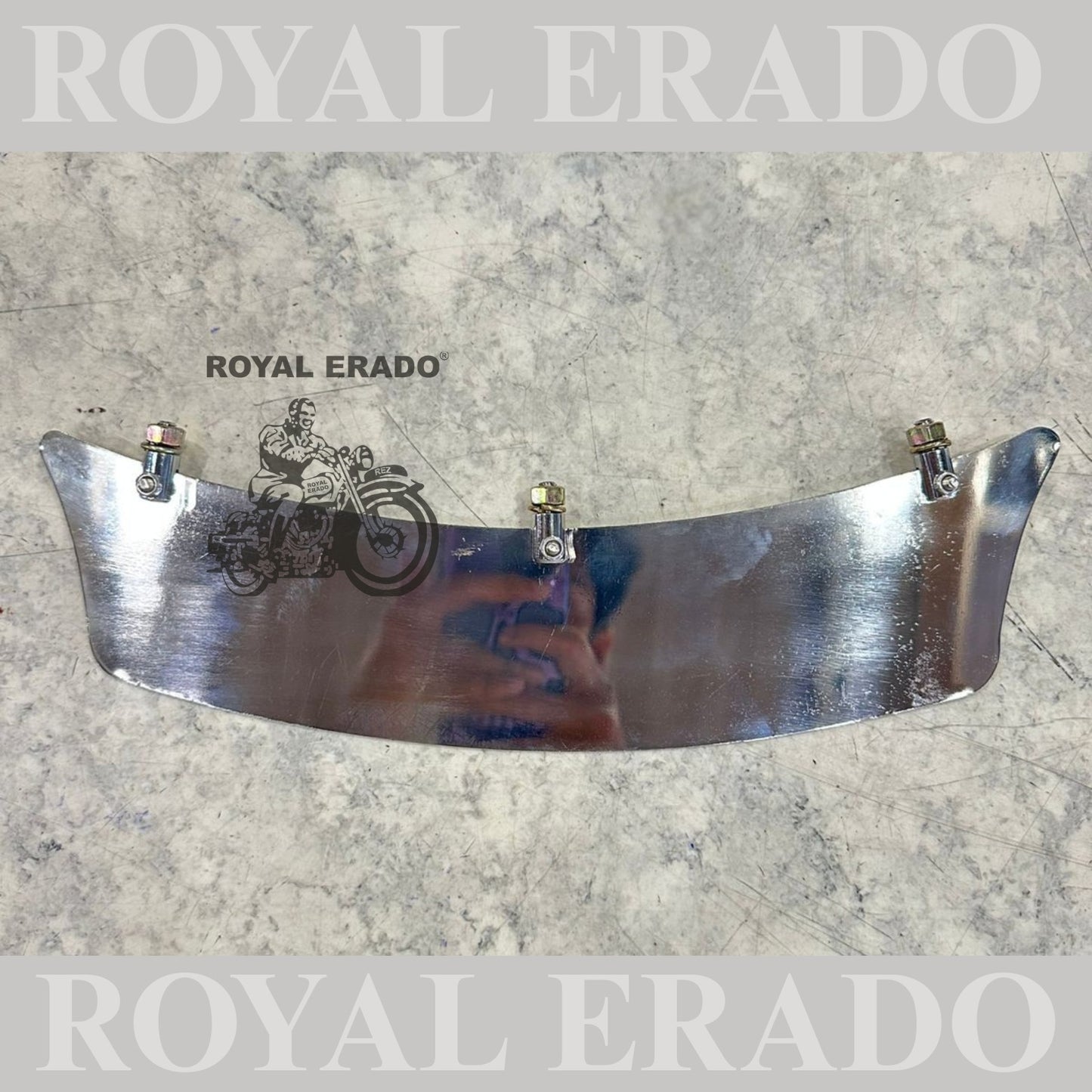 Royal Enfield g2 model vintage 1962 old model chrome number plate for front mudguard with fixing nut khutti in stainless steel non-rustable fit to Battalion Standard bullet Electra Classic Reborn.