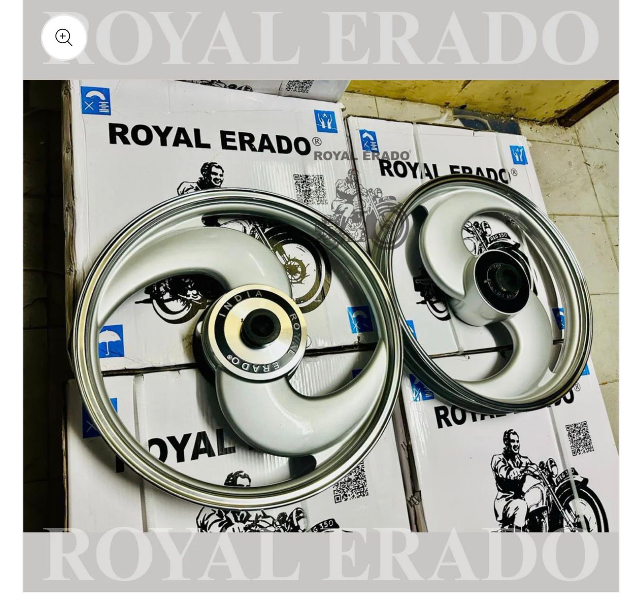 ROYAL ERADO 2S or 2 SPOKE SILVER Alloy Wheel set For Royal-Enfield Standard big drum after 2010 model front 19” drum and rear 19” drum