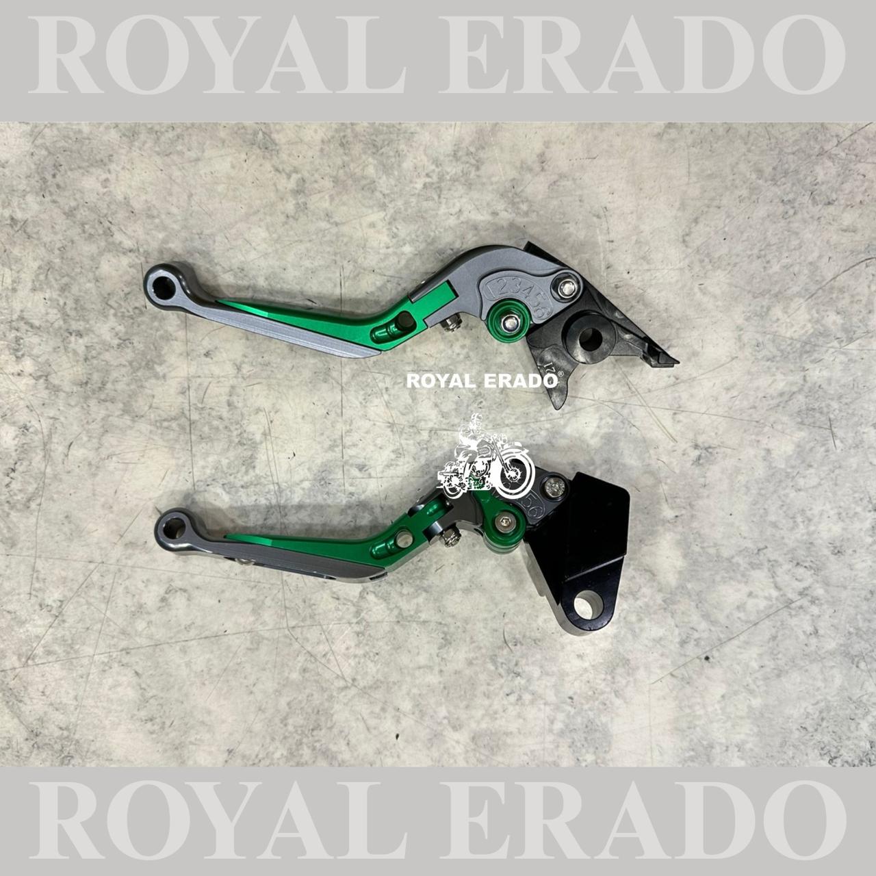 Kawasaki Z900 handle bar adjustable levers in green and grey