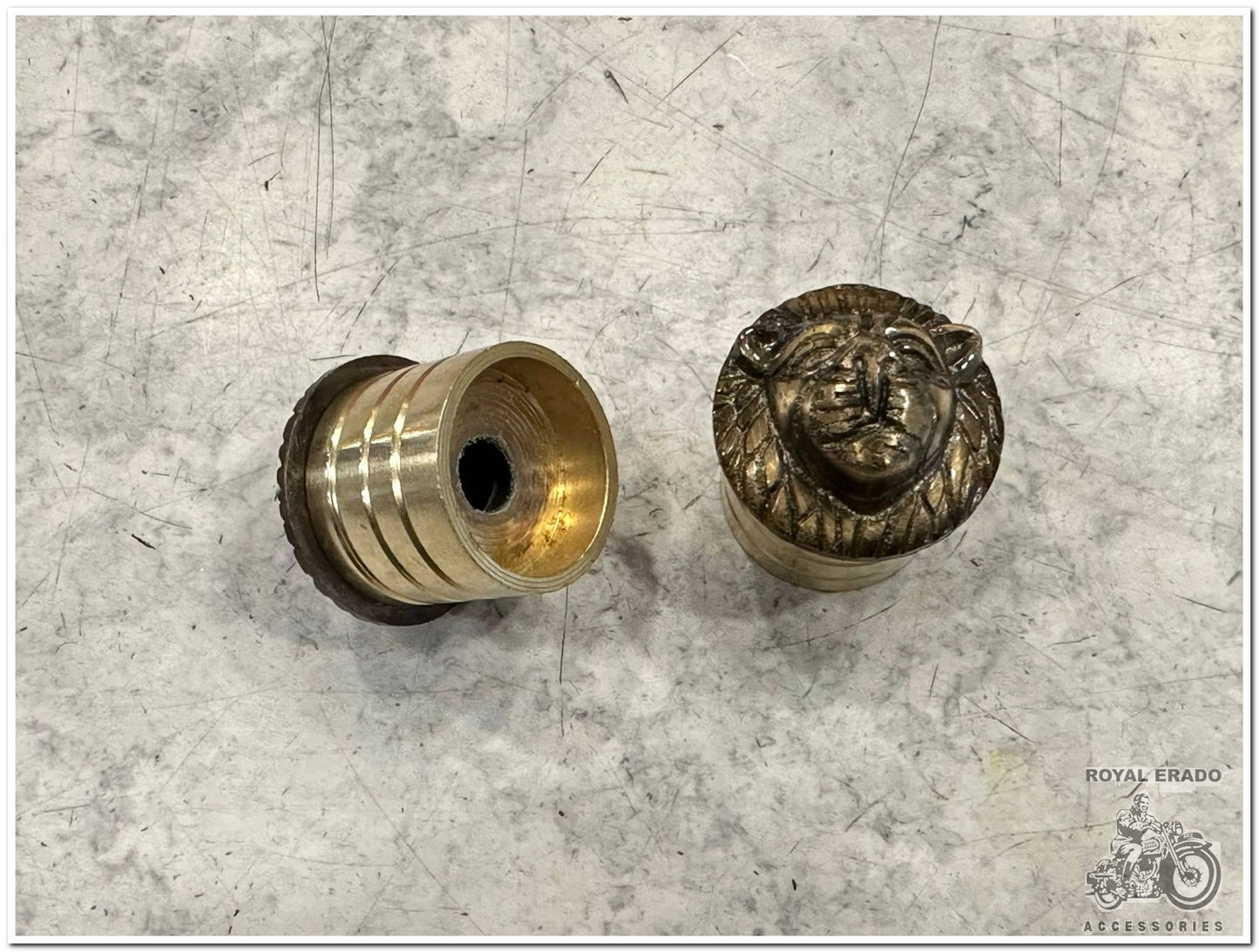 Royal Enfield Vintage G2 1962 Old Model Bullet Standard Classic Electra Brass Handle Bar End Weight with Lion Face Antique