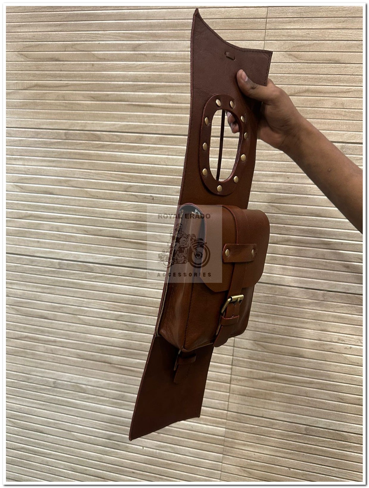 Royal Enfield Classic Electra Standard Reborn Battalion Tank Cover , Tank Bag In Brown Leather