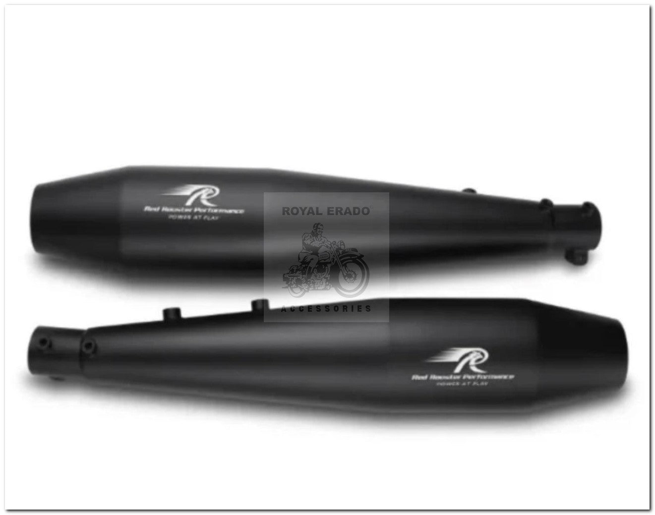 Royal enfield gt continental 650 and interceptor red rooster performance exhaust silence stellar model in black stainless steel with db killer