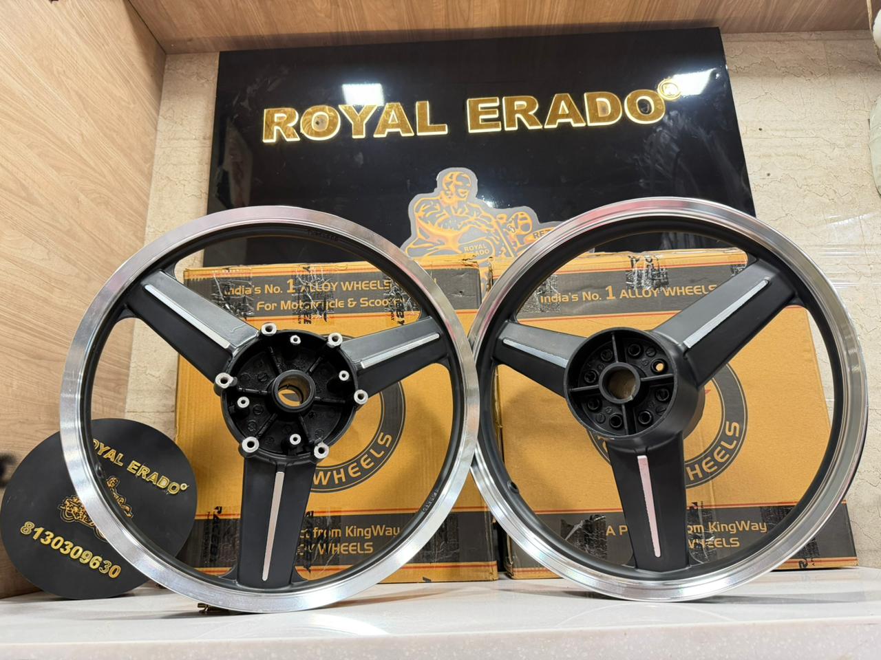 KINGWAY RACEBY MERCEDES DESIGN BLACK ALLOY WHEEL FOR classic double disc and thunderbird (front 19” disc rear 18” disc)