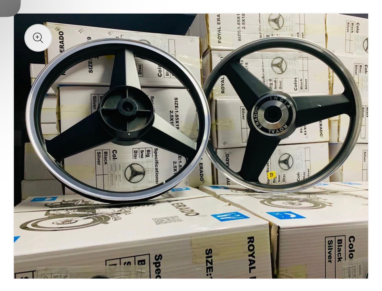 ROYAL ERADO Diamond black Alloy Wheel Set rear small drum brake | For Splendor old with small drum rear / SPLENDOR PLUS / splendor pro / super splendor / hf deluxe / hero Honda old model splendor ( front 18” drum and rear 18” small drum )